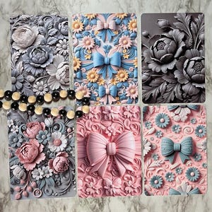 3D Clay Carved Kindle Inserts, Kindle Clear Case Insert, 3D Flowers Kindle Insert, Coquette Bow Kindle Insert, Bows and Flower Kindle Insert