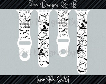 Halloween Ghosts and Bats Laser SVG File for Watch Band