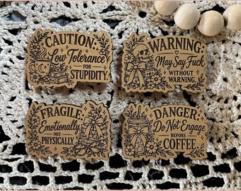 Sarcastic Magnet Laser cut SVG bundle, Funny snarky adult designs, Warning Label Digital download