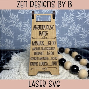Answer Desk Rates SVG, Funny Office Plaque, Double-Sided Wood Sign