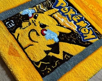 Alfombra de cartucho Pikachu, alfombra hecha a mano Ivysaur, alfombra con mechones Blastoise, alfombra personalizada CharizardRegalos personalizados, regalos personalizados