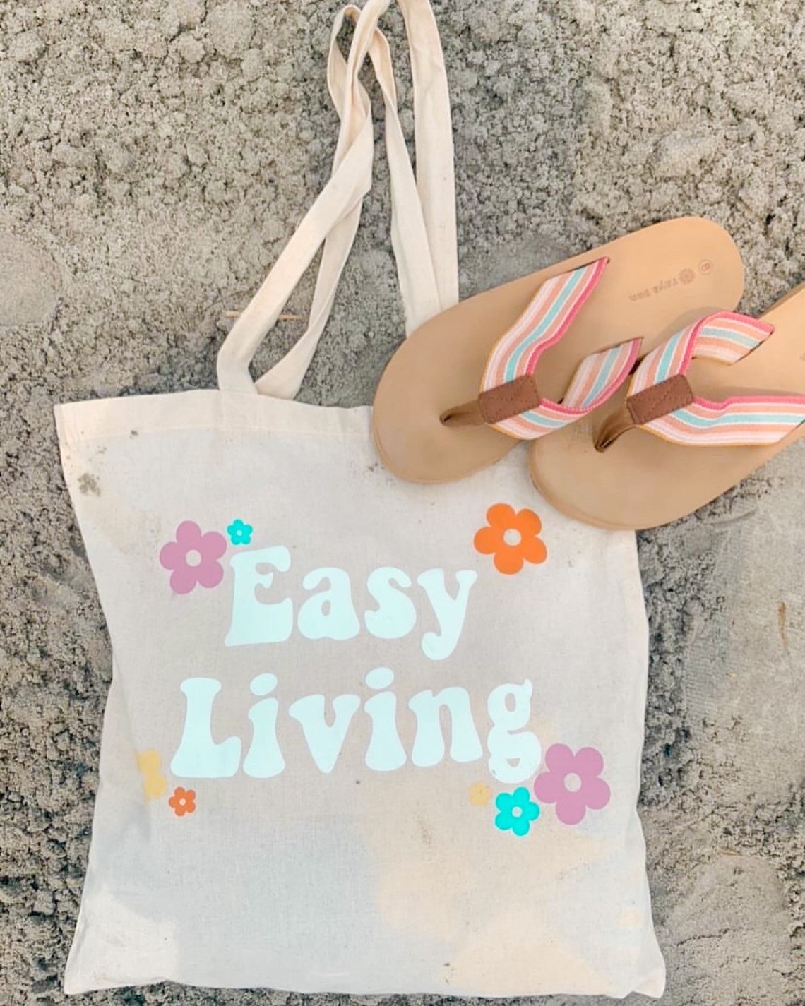 Summer Tote Bag Easy Living Canvas Tote Bag Reusable Bag Etsy