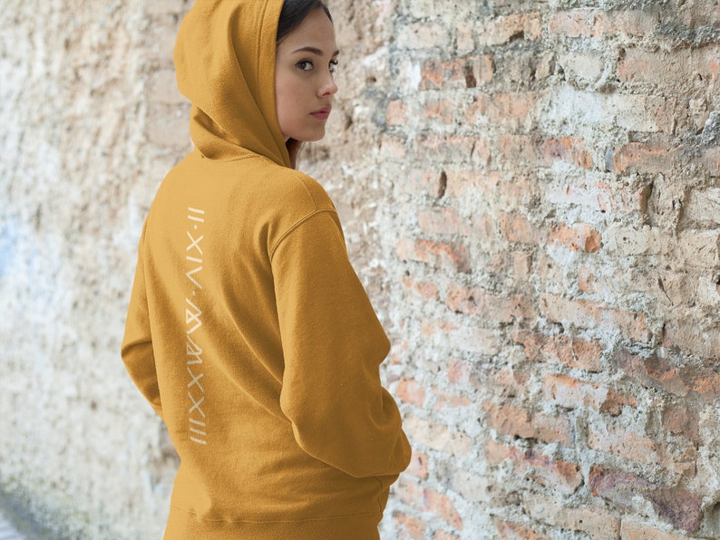 Customized Roman Numerals Hoodie, Spouse Matching Shirts Anniversary Date Hoodie, Roman Hoodie Cheap, Match Couple Hoodies, Anniversary Gift image 3