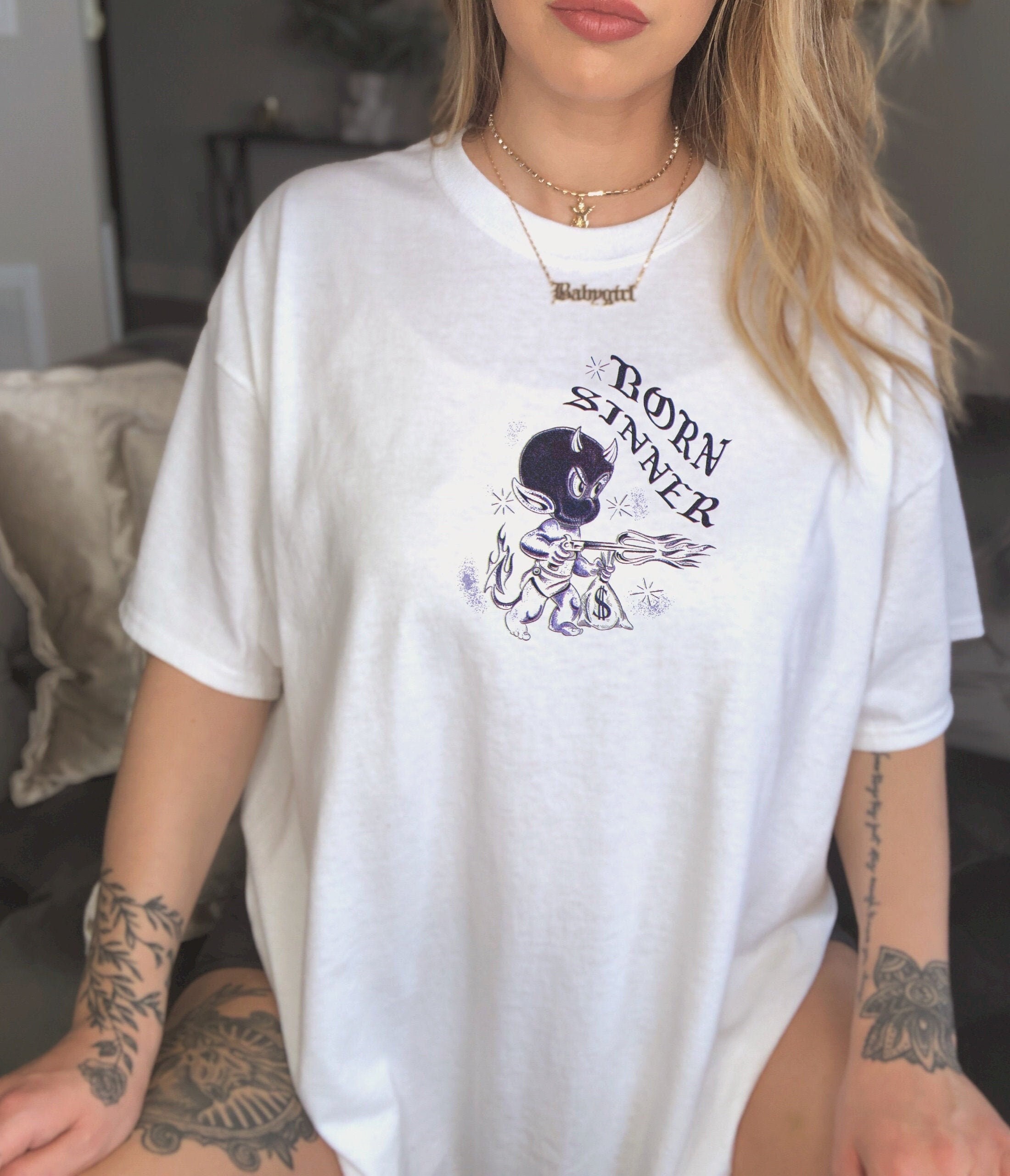 Sinner Tee Tattoo Aesthetic Cute Summer Tee Oversized Tee - Etsy Sinner Tee Tattoo Aesthetic Cute Summer Tee Oversized Tee - Etsy