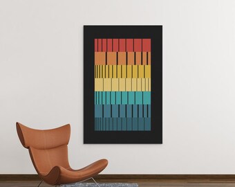 Retro Wall Art, Mid Century Wall Decor Living Room, Modern Canvas Abstract Art Prints, Geometric Canvas Gradients 70s Wall Art Home Decor