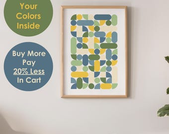 Modernes Poster mit geometrischen Formen: Bunte minimalistische Kunst