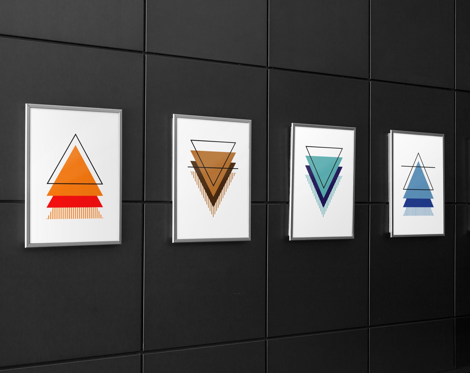 Digital Designer Poster Set of 4 4 Elements Print Poster Downloadable ...