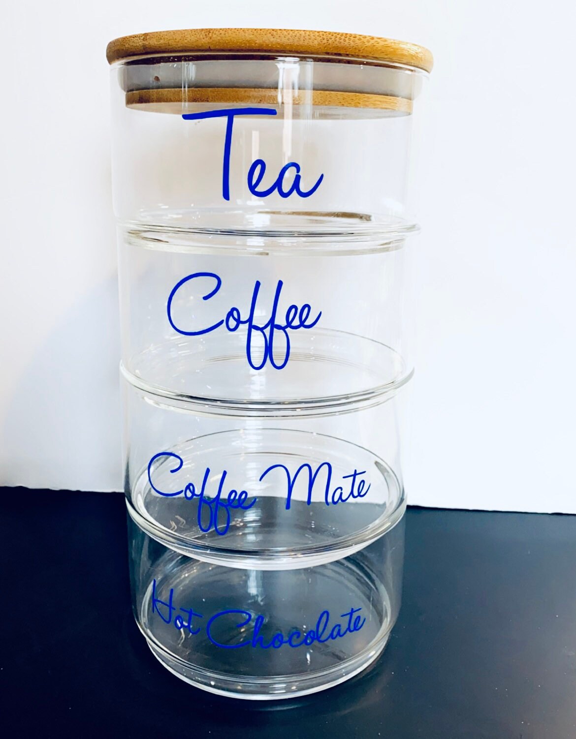 Stacking jars Bamboo lid jars personalised tiered jars Save Etsy