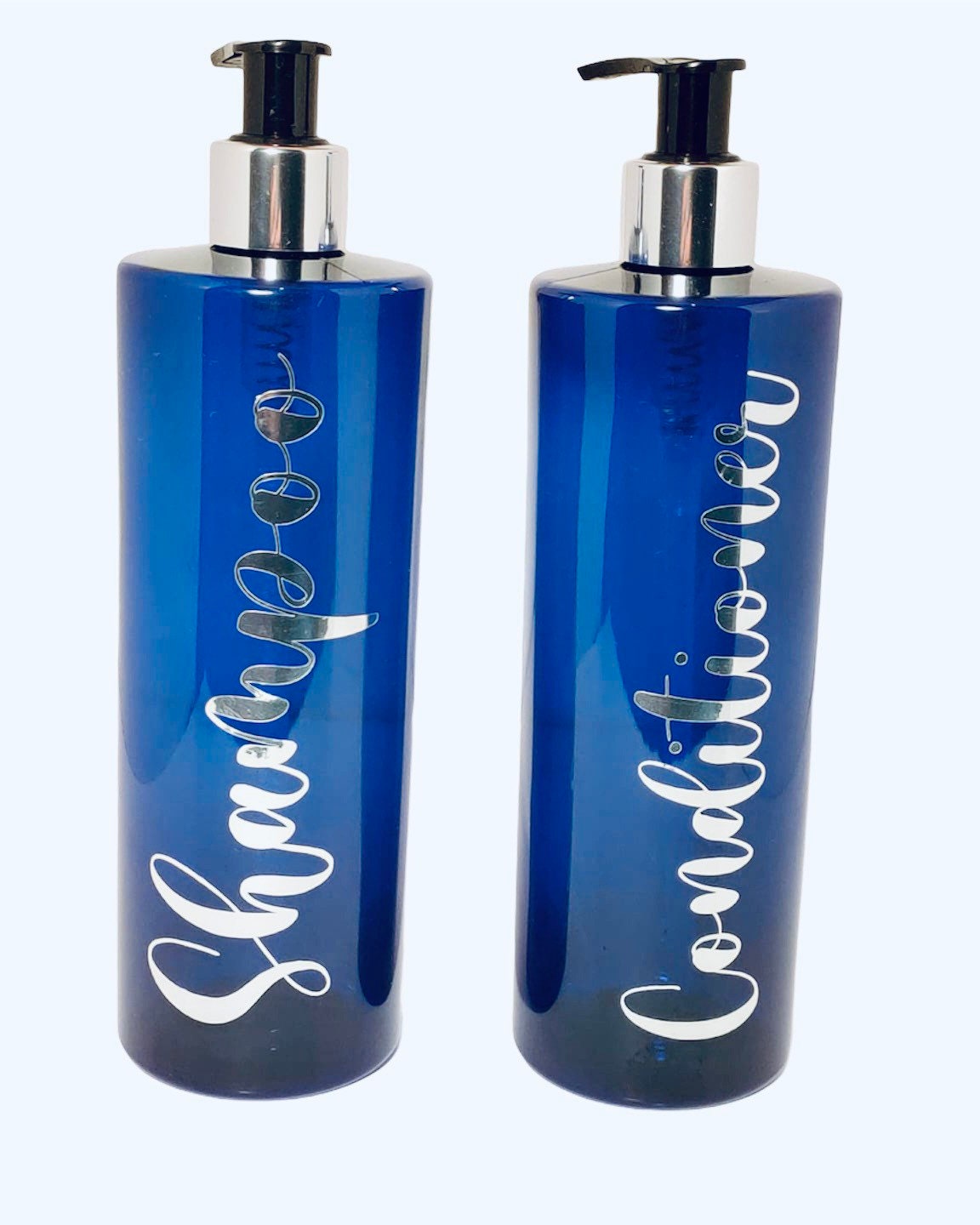 Blue Pump Bottles Shampoo Bottles Blue Pump Dispenser Etsy