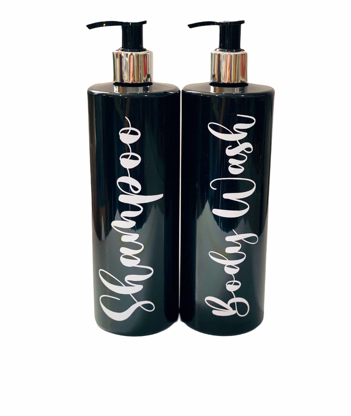 Black glossy pump bottles refillable dispenser bottles Mrs Etsy