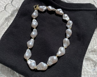 Gold Chunky Baroque Pearl Necklace (read description!!)