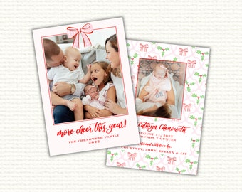 More Cheer This Year Pink Holly Christmas Scene Card