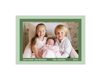 Shades of Green Simple Merriest Christmas Card