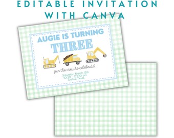 Construction  EDITABLE ON CANVA invitation