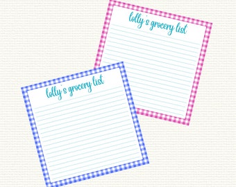 Gingham Grocery List 8x8 Personalized Jumbo Notepad