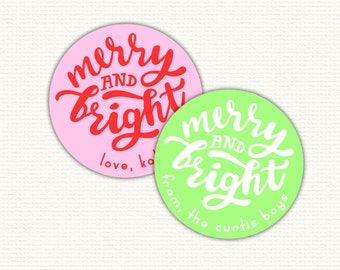 Merry and Bright Round Sticker