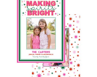 Pink and Green Making Spirits Bright Card