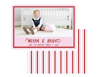Horizontal Pink Red Scalloped Card