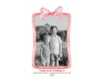 Red White Bow Frame Card