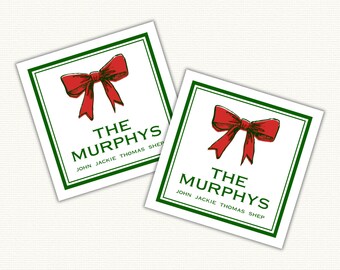 Red Christmas Bow Tag