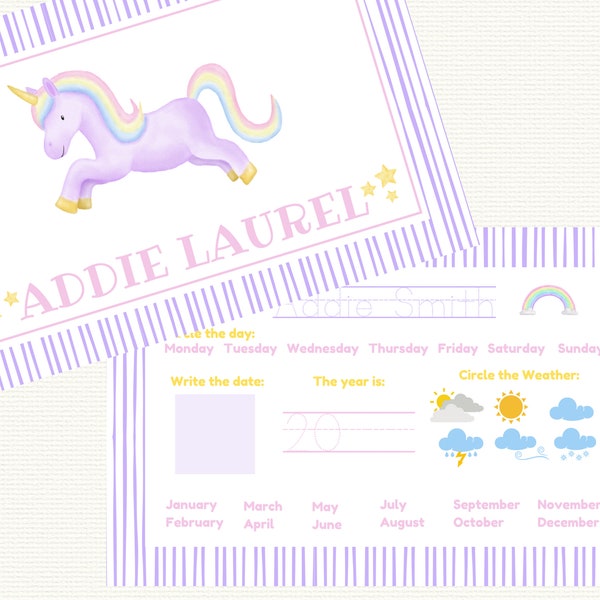 Rainbow Unicorn Personalized Placemat