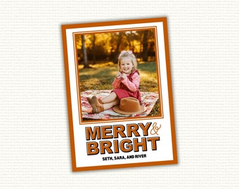 Burnt Orange Merry & Bright Holiday Card