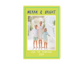 Green Merry and Bright Holiday Card