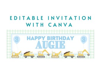 Construction EDITABLE ON CANVA 6x2 print at Walgreens Banner