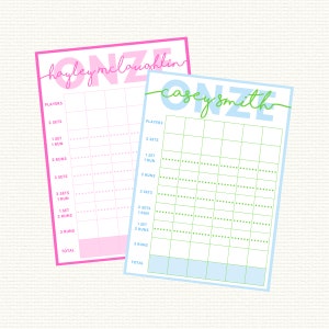 ONZE Score Game Notepad