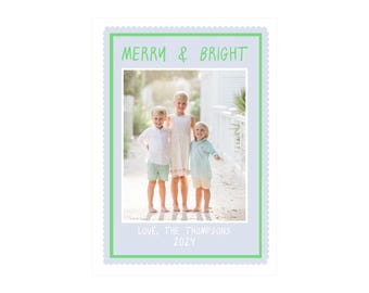 Blue Green Merry and Bright Card