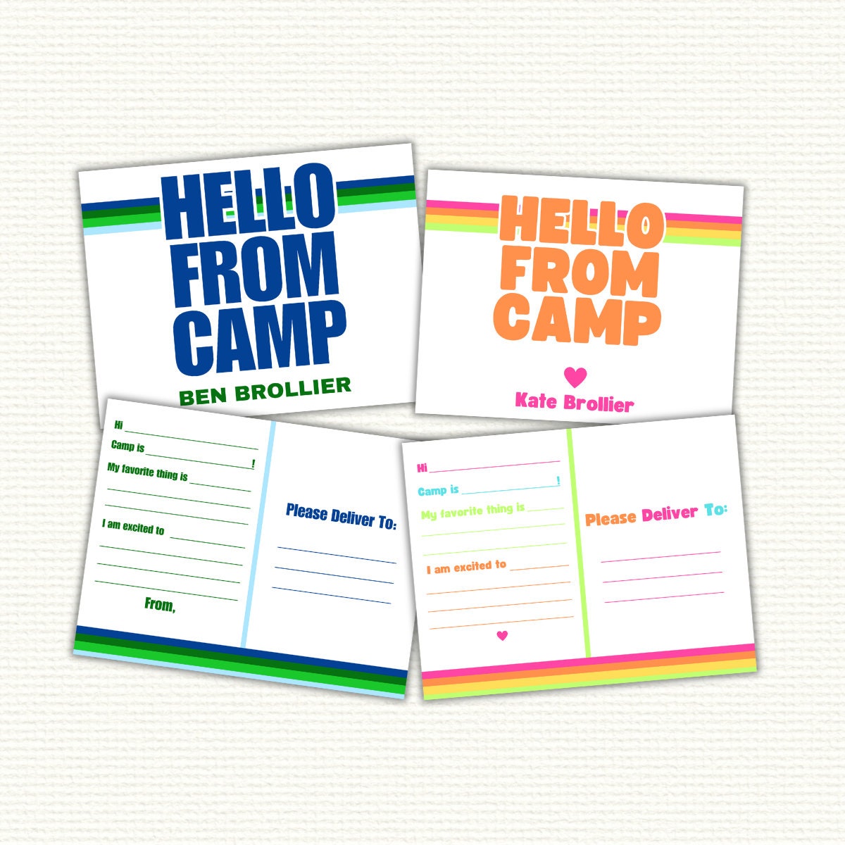 Personalized Camp Postcards, Kids Stationery (20 cards)