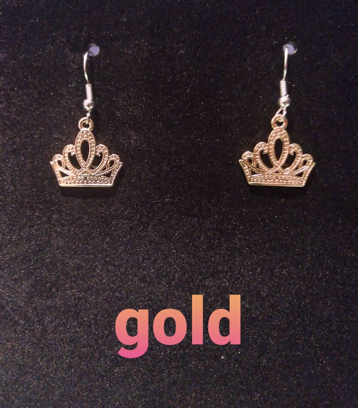 Crown earrings gold and silver Etsy