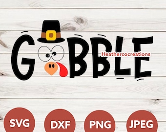 Gobble SVG, Thanksgiving SVG, Turkey Face SVG, Funny, Kids, T-shirt, Png, Svg Files For Cricut, Silhouette, Sublimation Designs Downloads