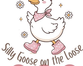 Silly Goose On The Loose PNG SVG, Coquette Goose Clipart
