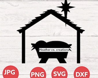 Manger SVG - Christmas  - Nativity Svg - Stable SVG - Christmas Svg - Nativity Clip Art - Nativity Silhouette - Baby Jesus Svg Eps Dxf Png