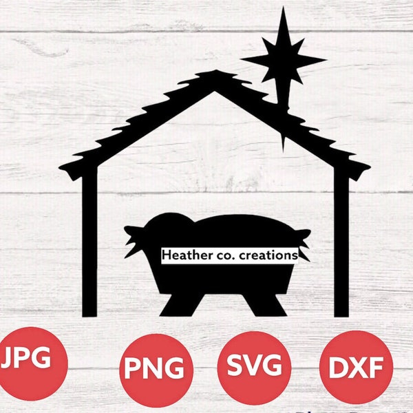 Manger SVG - Christmas  - Nativity Svg - Stable SVG - Christmas Svg - Nativity Clip Art - Nativity Silhouette - Baby Jesus Svg Eps Dxf Png