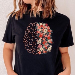 Floral Brain Anatomy Shirt, Mental Health, Botanical Brain Shirt, Flower Brain Anatomy, Gift Neurologist, Epilepsy Shirt, Brain Surgeon Gift