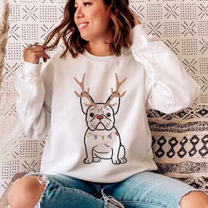 French Bulldog Christmas Unisex Sweatshirt, Frenchie Lover Pullover, French Bulldog Jumper, Frenchie Dog Comfy Sweatshirt