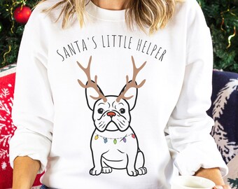 French Bulldog Christmas Unisex Sweatshirt, Frenchie Lover Pullover, Funny French Bulldog Jumper, Frenchie Dog Comfy Sweatshirt