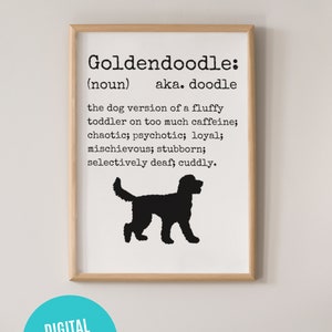 DIGITAL DOWNLOAD - Goldendoodle Printable Wall Art, Funny Goldendoodle Dictionary Print, Gift for Doodle Mom