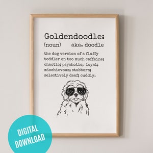 DIGITAL DOWNLOAD - Goldendoodle Printable Wall Art, Funny Goldendoodle Dictionary Print, Gift for Doodle Mom