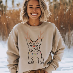 French Bulldog Christmas Unisex Sweatshirt, Frenchie Lover Pullover, Funny French Bulldog Jumper For Him or Her