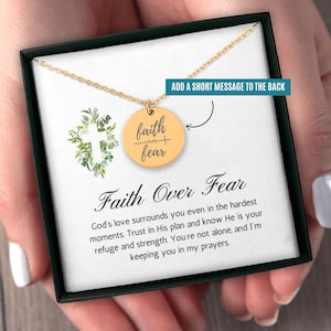 Faith Over Fear Necklace, Personalize With Message On Back, Motivation Necklace, Strength Jewelry