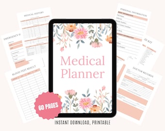 Medical Planner Printable, Digital Medical Tracker, Printable Health Tracker Planner, Chronic Illness Binder, Medication Tracker