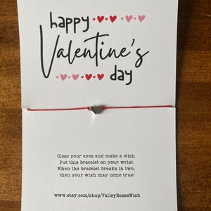 Valentine’s Day Wish Bracelet, Valentine Jewelry, Heart Bracelet, Valentine Gift For Her, Valentine Friend Bracelet, Galentine’s Day