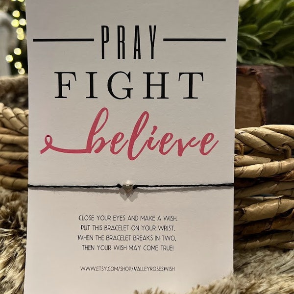 Pray Fight Believe Card, Pink Ribbon Card, Breast Cancer Fighter, You're Unstoppable, Courage Card, Positive Thoughts,  Inspirational Gift