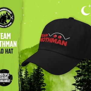 Team Mothman Dad Hat // Embroidered Dad Hat, Cryptid, Cryptozoology, Fortean, Introvert Gift