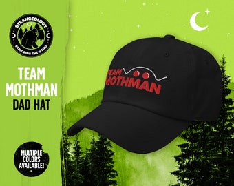 Team Mothman Dad Hat // Embroidered Dad Hat, Cryptid, Cryptozoology, Fortean, Introvert Gift