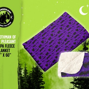 The Mothman of Point Pleasant Sherpa Fleece Blanket 50&quot; x 60&quot; // Cute Cryptid Fortean Cryptozoology Gift