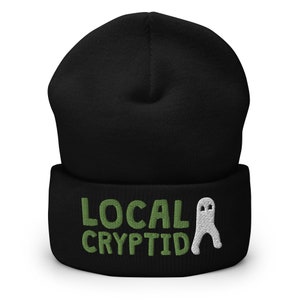 Local Cryptid Cuffed Beanie // Winter Hat, Embroidered Beanie, Cryptid, Cryptozoology, Fortean, Introvert Gift image 2